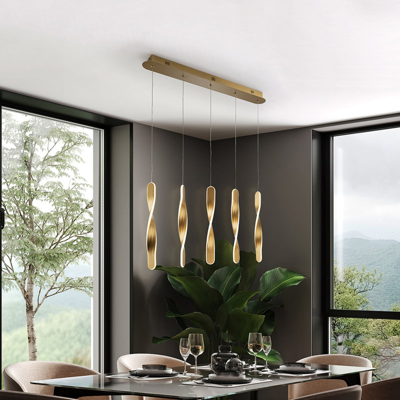 Dayatra 5 - Light LED Novelty Pendant, Brushed Gold