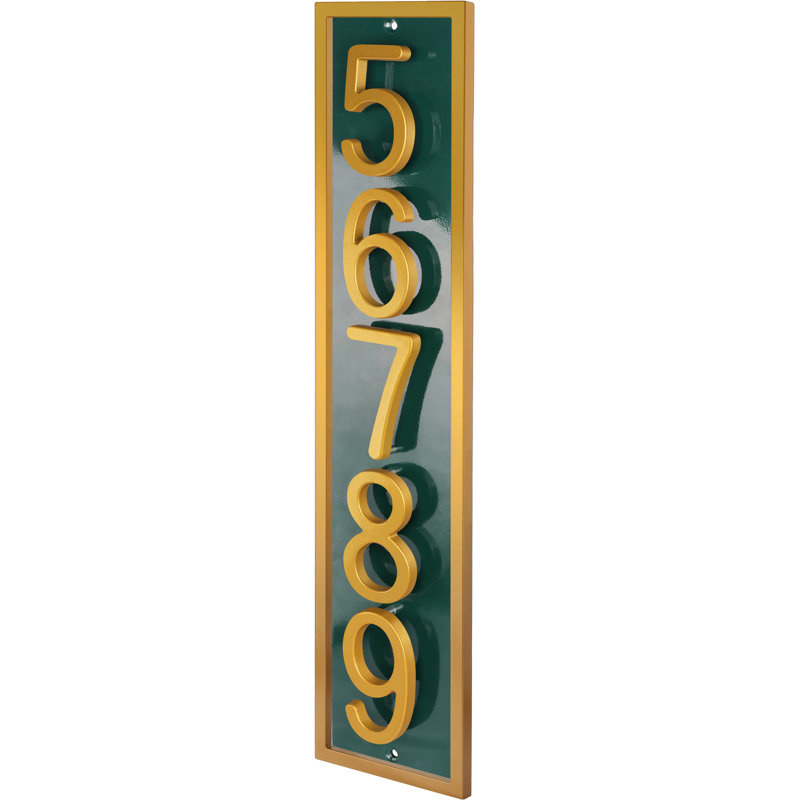 Plaque d'adresse flottante en aluminium Royal Shade, Vert, Doré, Oui