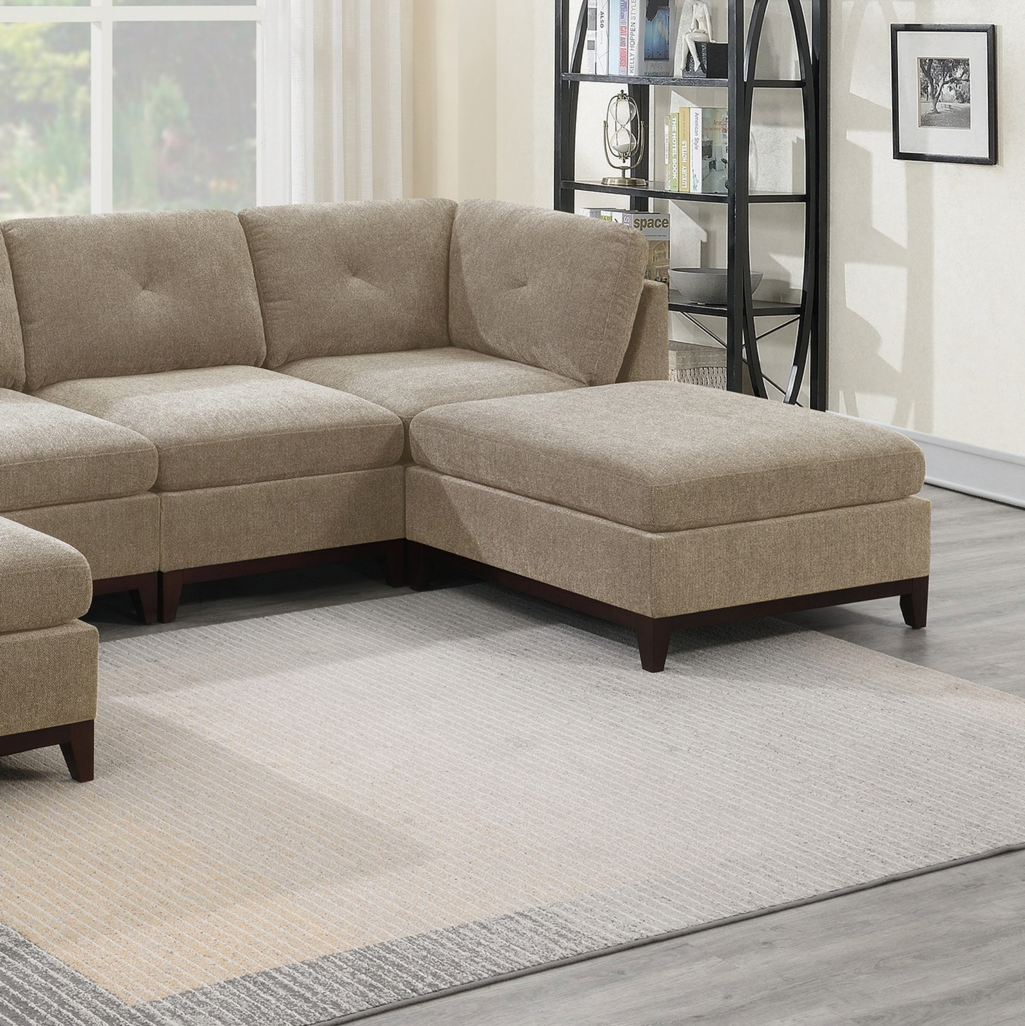 Hokku Designs Camel Chenille Fabric Modular Sectional Set Living Room ...
