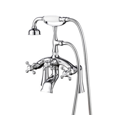 3 Handle Bathroom Clawfoot Tub Faucet with Diverter