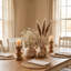Ensemble de 3 vases décoratifs en bois massif - Centre de table bohème naturel avec pampilles perlées et rainures blanches sculptées pour fleurs séchées
