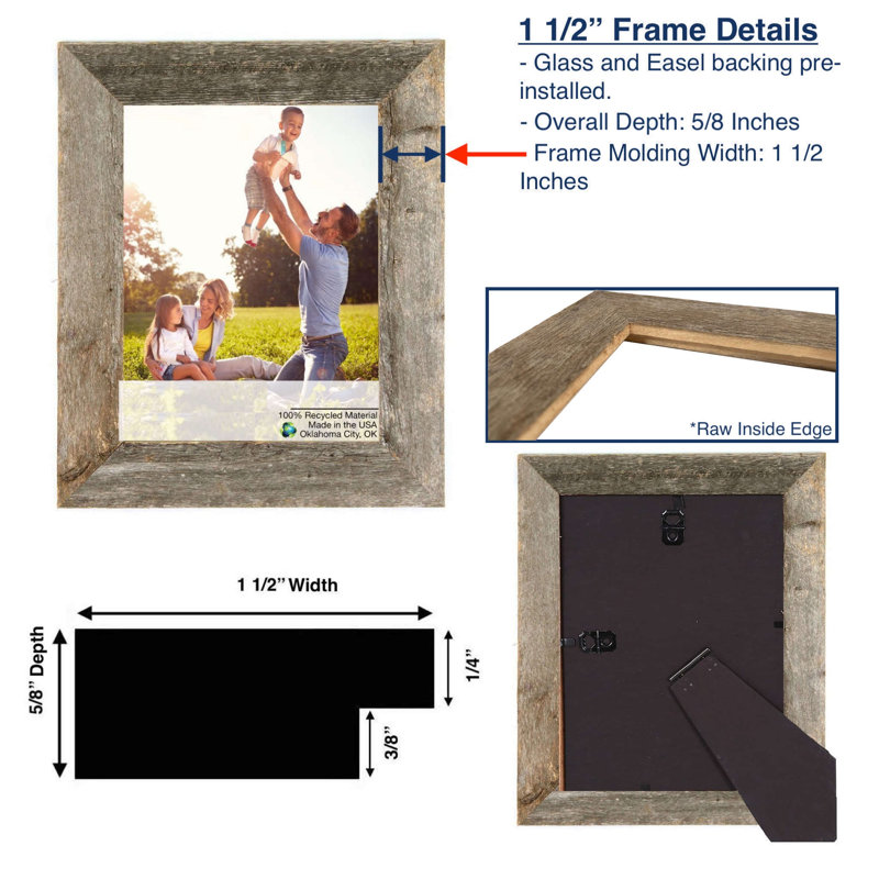 Cadre de table noir en bois massif 5 po x 7 po, Noir, 5" x 7"