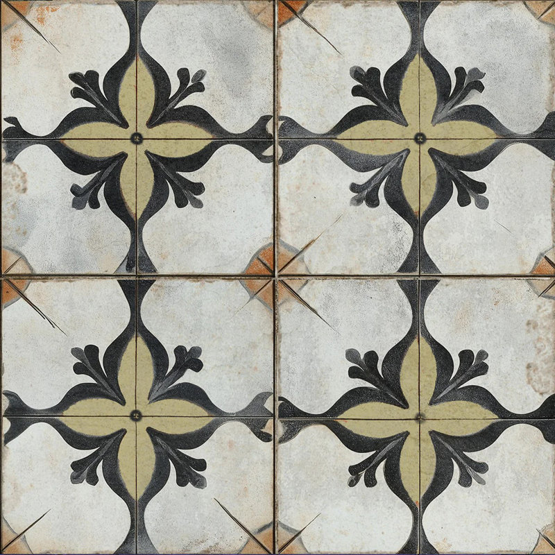 Carreau de mosaïque floral auto-adhésif en vinyle 4 po x 4 po