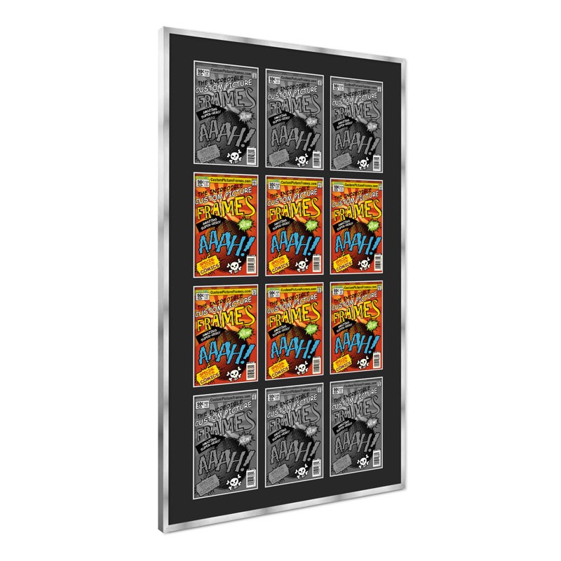 Wood Picture Frame with Mat, Black/Silver, 6.875" x 10.5", 29" x 50.5"