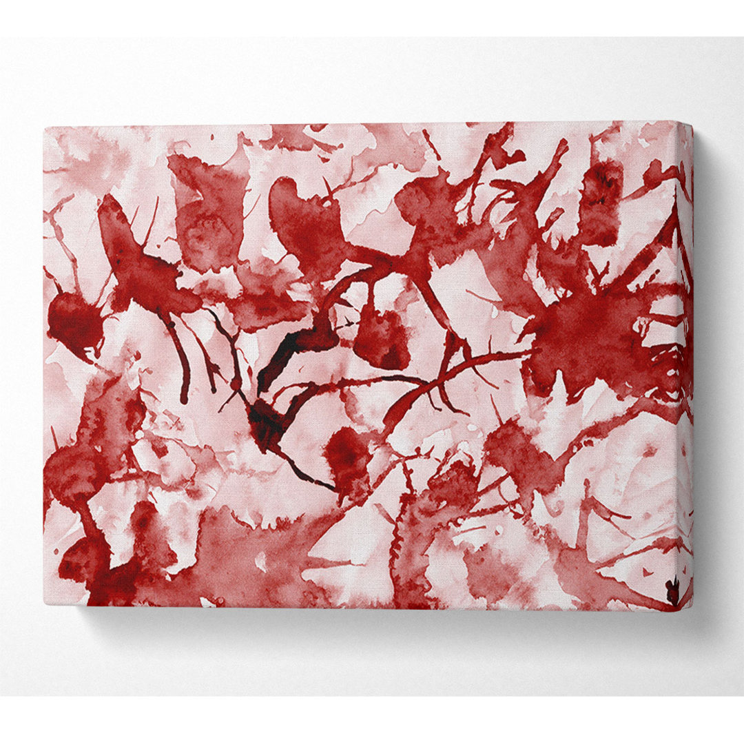 Scatter Leaves Red - Kunstdrucke auf Leinwand - Wrapped Canvas