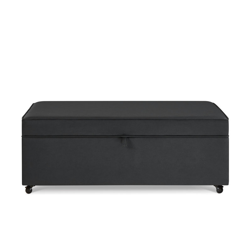 Modern Large Comfort Sofa Ottoman with Storage, Modular Sectional Storage Ottoman With Wheels For Living Room,Lounge Ottoman, Couch Storage Ottoman ,Large Storage Ottoman Bench -Dark Grey PU