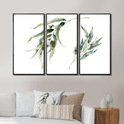 «Minimalistic Eucalyptus Branches», ensemble de 3 impressions sur toile