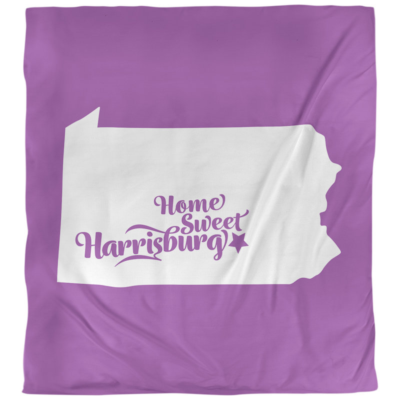 Housse de couette réversible simple Harrisburg Pennsylvania, Housse de couette pour très grand lit, Violet, Polyester brossé