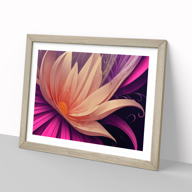 XH1022-7089X Positive Modern Flower Art 1 Piece Single Picture Frame Wall Art, 34cm H x 46cm W x 2cm D, Oak Framed