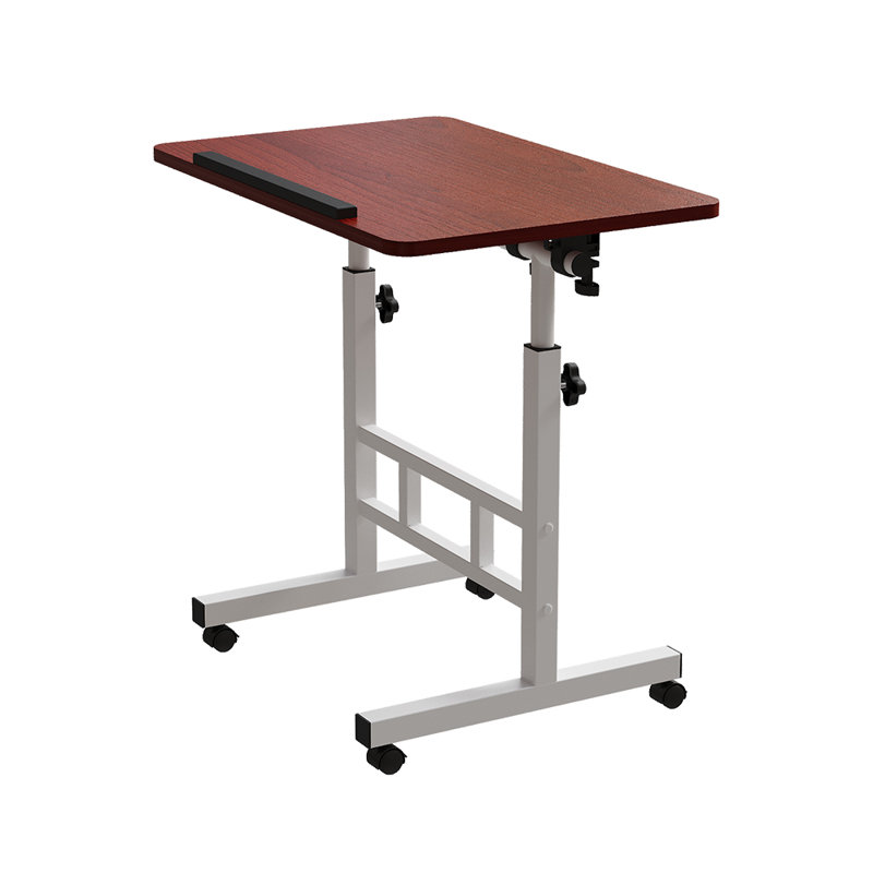 Adjustable Height Modular Iron Computer Desk, Dark Walnut