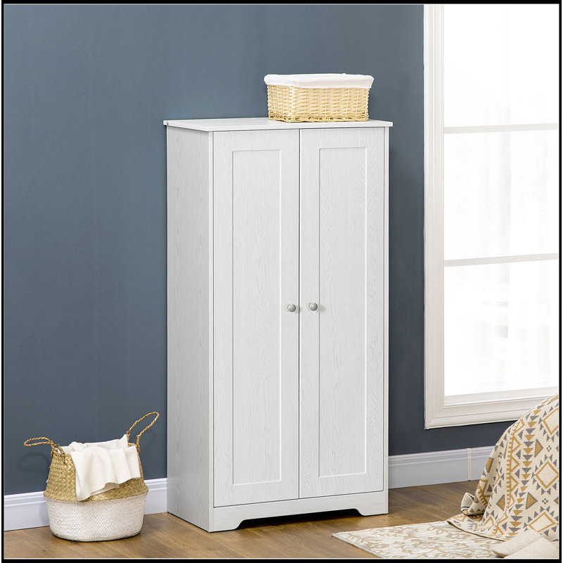 Armoire de rangement polyvalente en bois avec tablettes réglables et conception anti-basculement, parfaite pour plusieurs pièces.