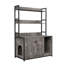 Enceinte de litière pour chat gris avec rangement pour tablette et conception à double porte, une salle de bain cachée avec un bloc-notes: rangement, portes, robuste