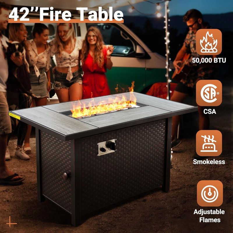 Cassville 8 - Person Patio Furniture Set, Outdoor Wicker Rattan Sectional Seating Group with Cushions, All Weather Sofa Conversation Set with Optional Fire Pit Table for Garden Backyard