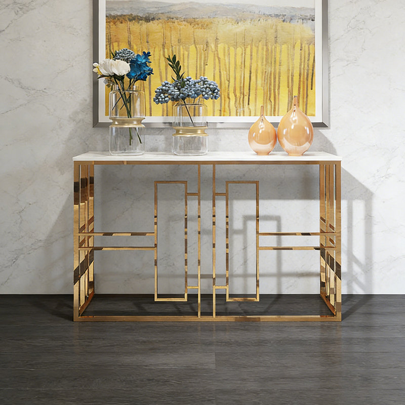 Console tendance en acier inoxydable, 31.5" H x 39.37" L x 11.81" W