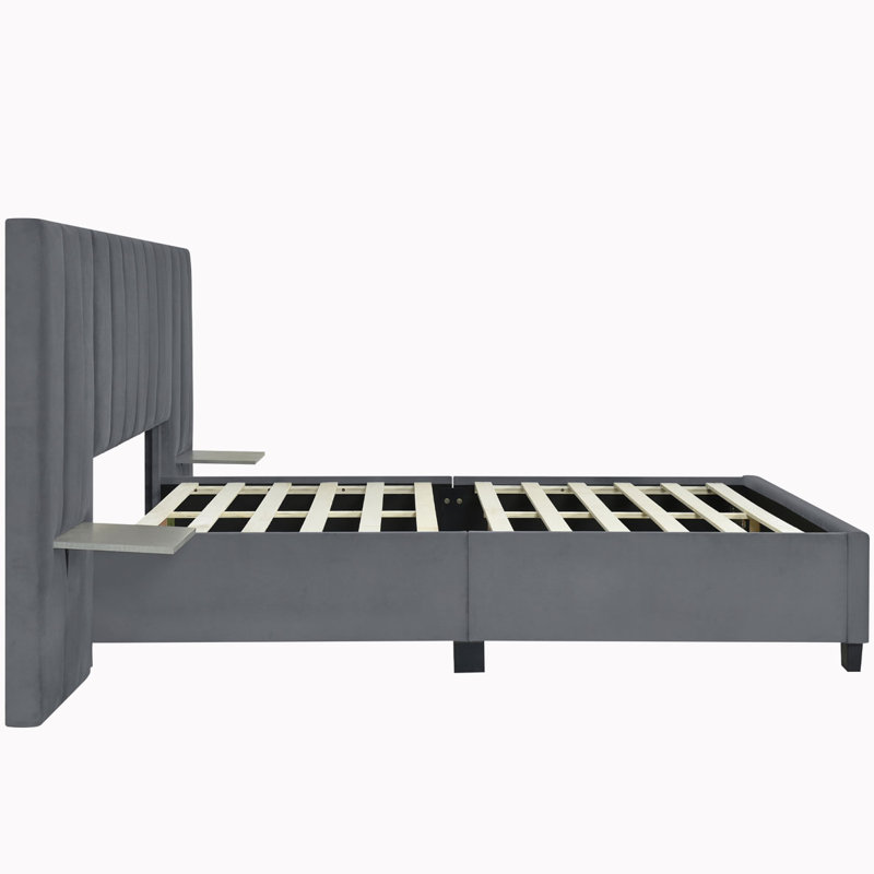 Anyston Upholstered Platform Bed, Gray, Queen