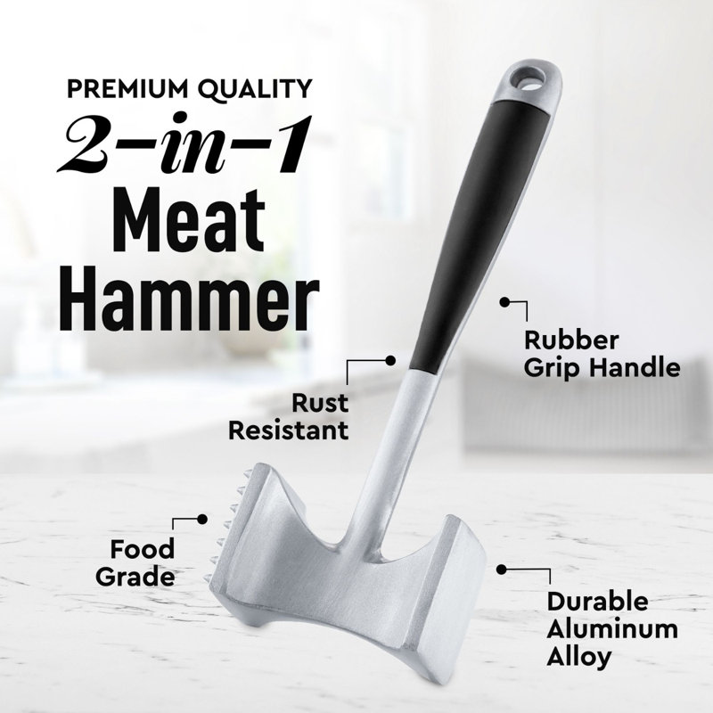 Zulay Meat Tenderizer Hammer (10") - Dual-sided Meat Mallet Tenderizer With Comfort-grip Handle 