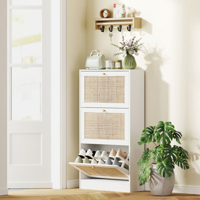 Shoe Storage Cabinet Organizer with 3 Flip Drawers