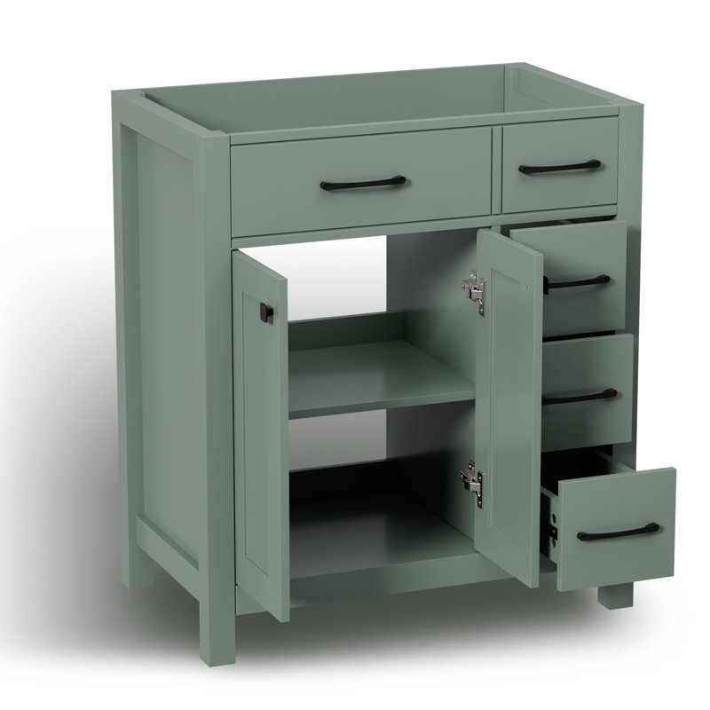 Base de meuble-lavabo simple autoportant 30 po seulement, lavabo non inclus, Noir, Vert