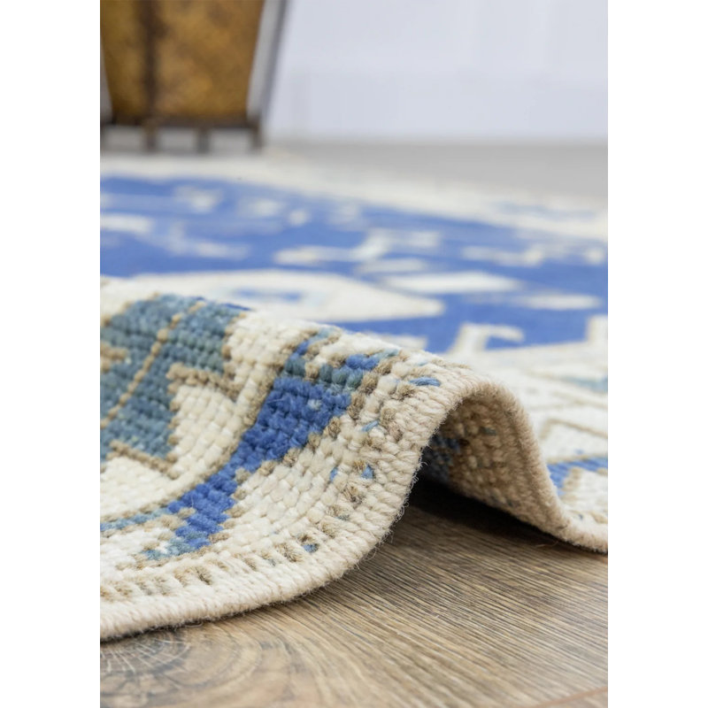 Vintage One-of-a-Kind 4'6" X 7'9" 1980s Wool Area Rug Blue