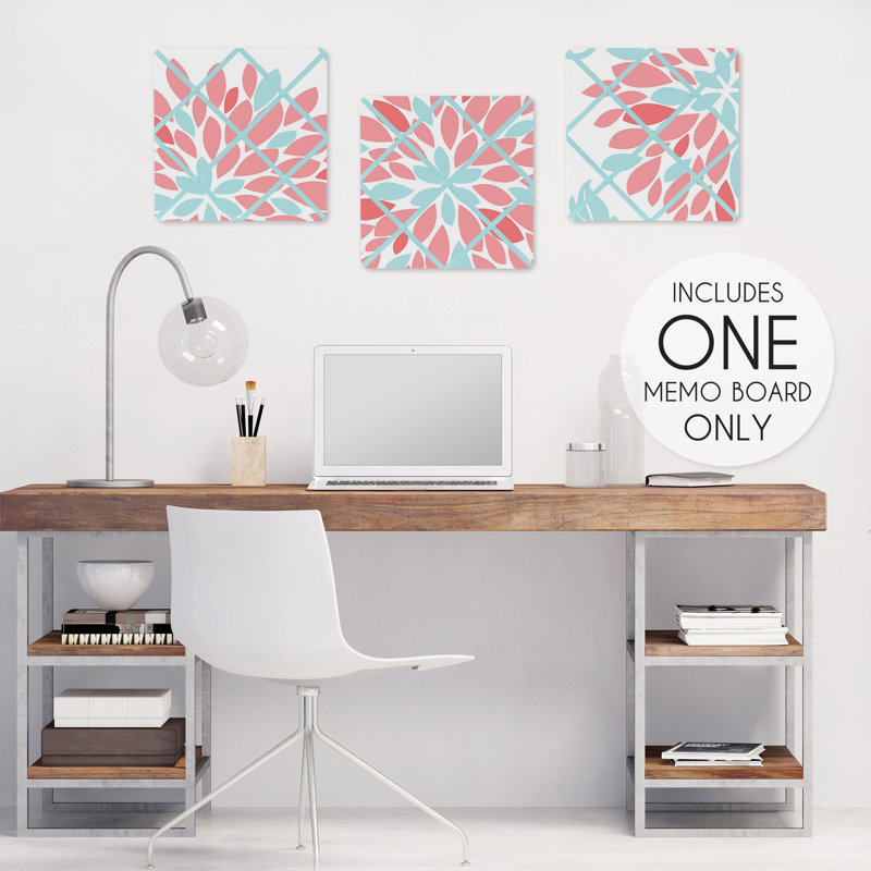 Emma Collection Multicolor Fabric Memo Board with Button Detail