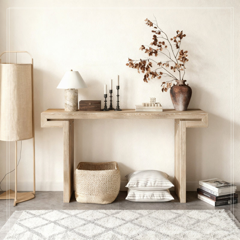Console rustique 60 pouces, Bois naturel