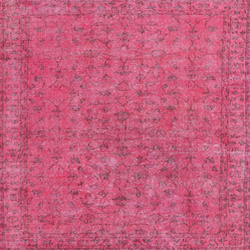 Tapis oriental rose clair / noir, Carré 6 pi