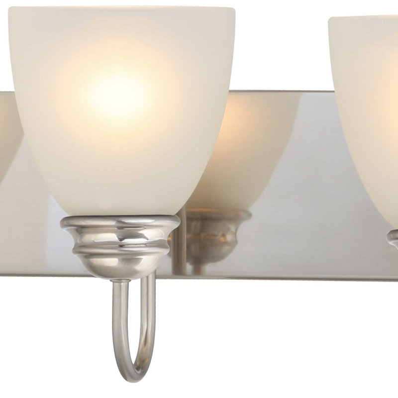 Brushed Nickel 5-Light Bathroom Vanity with Frosted Glass Shades