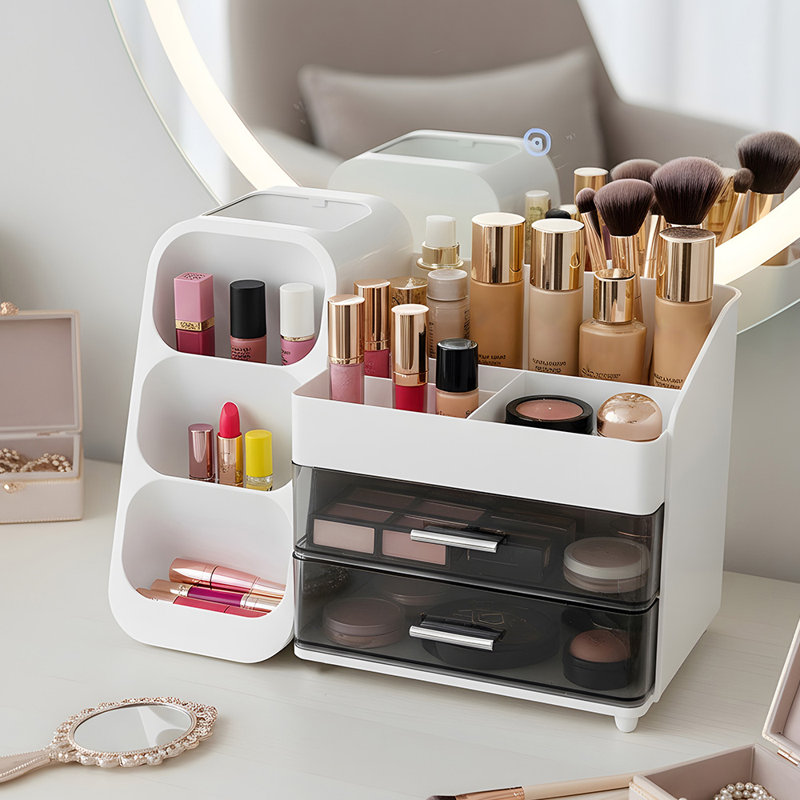Plastic / Acrylic Makeup Organiser, White