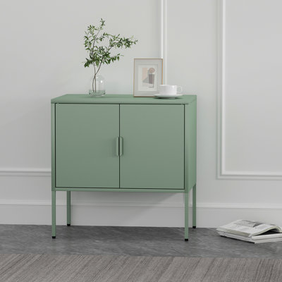 Armoire d'appoint moderne en acier inoxydable 24 po avec 2 tablettes réglables Ava