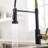 Black Gold Kitchen Faucet With Pull-Out Spray - To Staining, Flexible Water Mode Beige And Pullout Surface Finish, Wide Coverage-1881912915