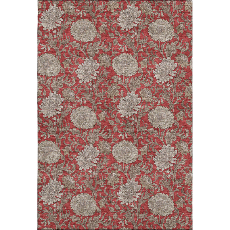 Premium Machine Washable Prisco Red Rug, Rectangle 8' x 10'