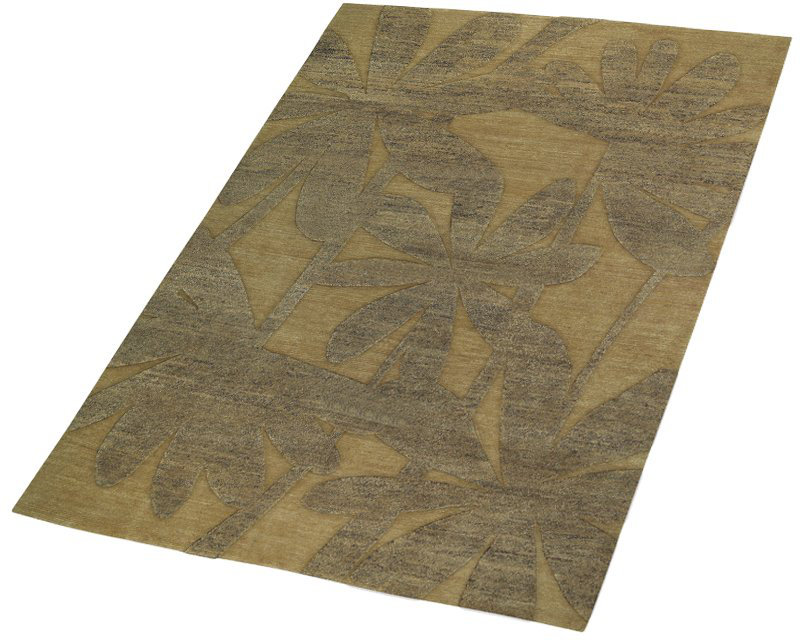 Paradise Floral Area Rug in Gold/Taupe, Rectangle 2' x 3'