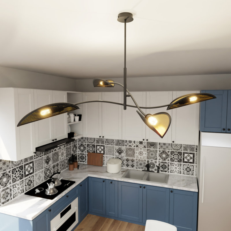 4 - Light Chandelier, Black/Gold
