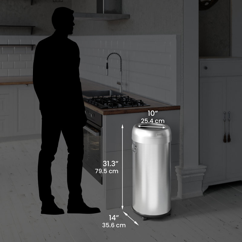 Poubelle à double désodorisation avec roues et corbeille en acier inoxydable Itouchless, 16 gal