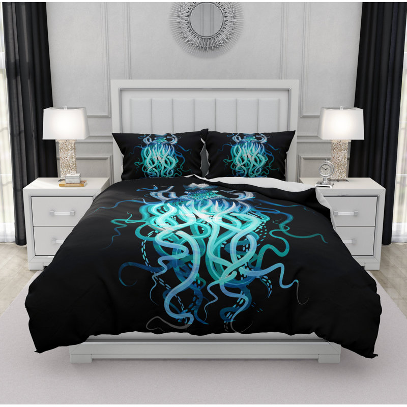  Ensemble de housse de couette noire, Housse de couette simple et 2 taies décoratives