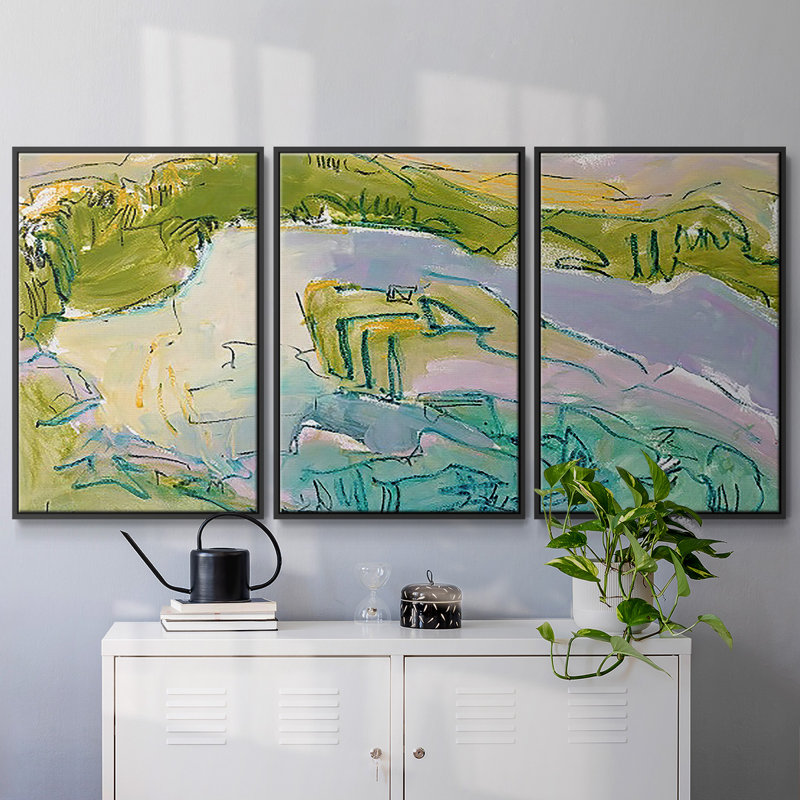 «Treasured Island», reproduction sur toile flottante 3 pièces, H 40 po x l 78 po x P 2 po, Noir