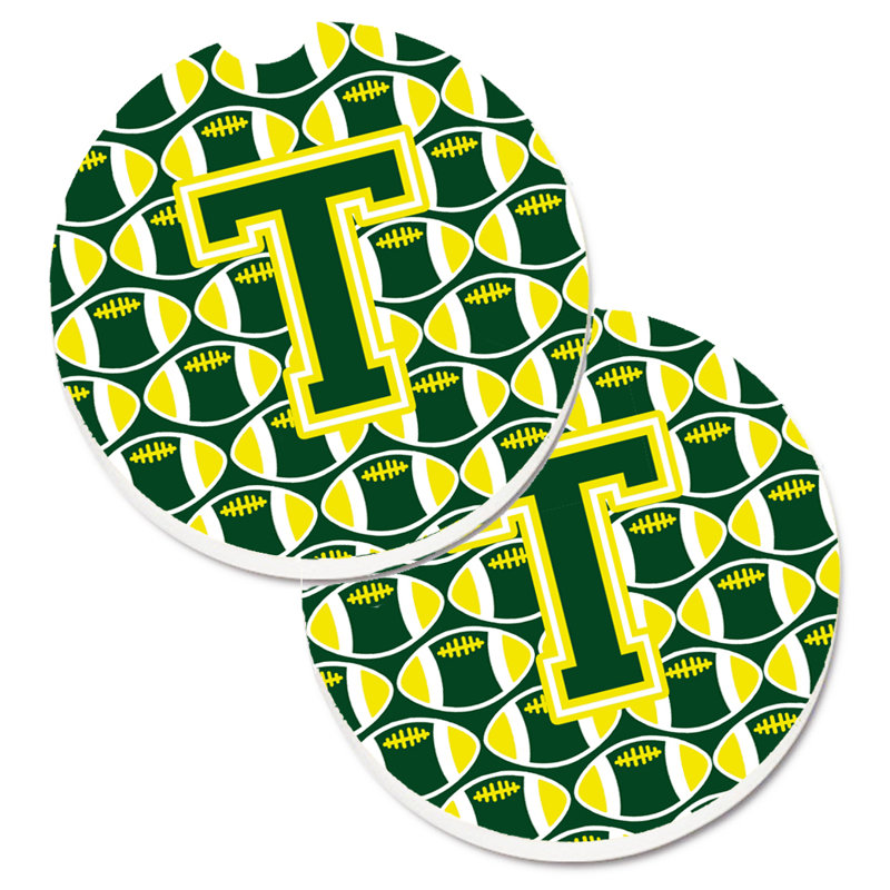 Sous-verre de football, T, Vert / Jaune