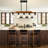  Farmhouse Chandelier 5-Light Dining Room Light Fixture, Farmhouse Linear Kitchen Island Lighting with Seeded Glass Shade, Rustic Wood Ceiling Pendant Light Fixtures-1167413973