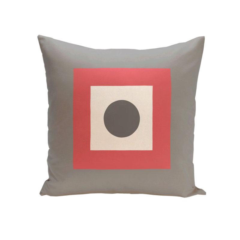 Geometric Reversible Throw Pillow, Coral / Steel, 16" H x 16" W