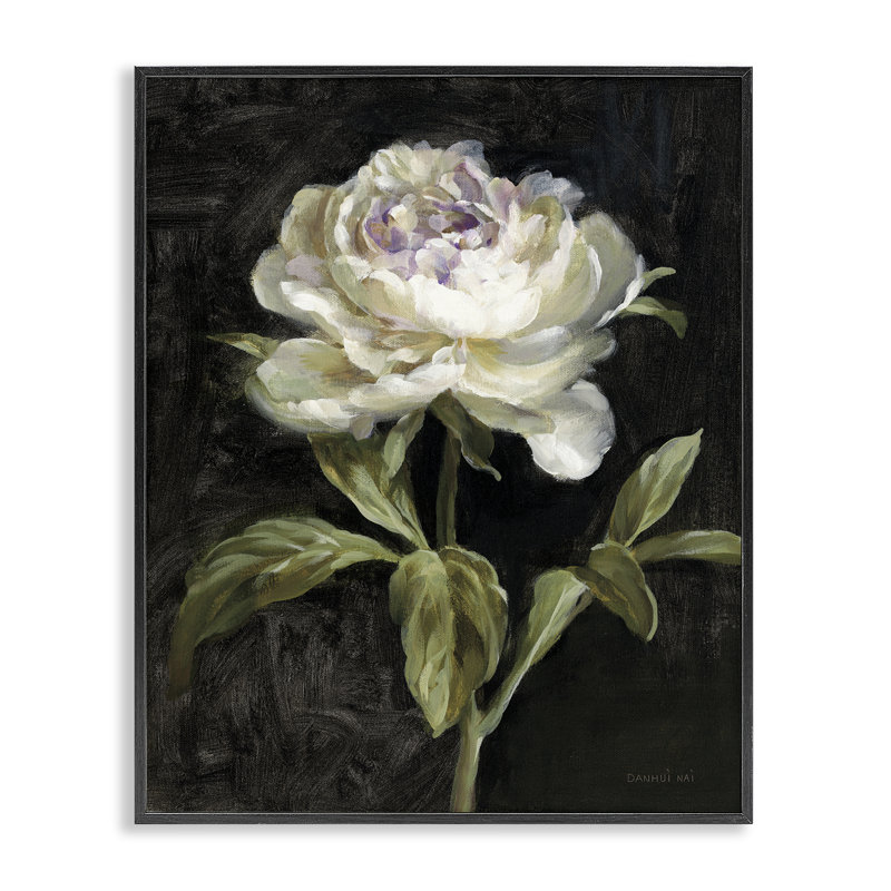  Pivoine sur giclée noire par Danhui Nai, H 14 po x l 11 po, Giclée encadrée noir minuit