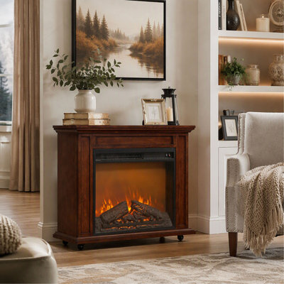 Foyer électrique encastré de 58 cm (23 pouces) avec bûches et flamme réaliste, protection contre la surchauffe, sans télécommande.