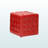 Bijou Set of 2 Cube Ottomans with Faux Leather Upholstered in Red, 14.6" H X 14" W X 14" D-1124057306