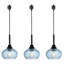 Luminaire suspendu à 3 lumières de type H avec abat-jour en verre bleu ondulé, luminaires suspendus de cuisine moderne à rail en H, luminaire à rail décoratif pour îlot de cuisine, noir