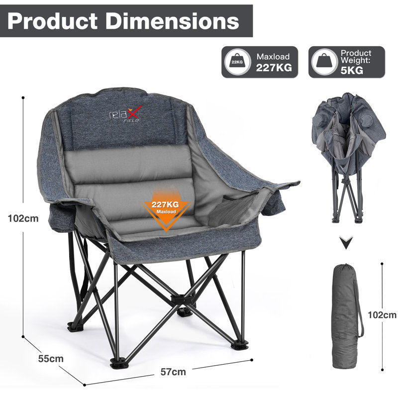 Folding Camping Chair, Grey/Light Grey