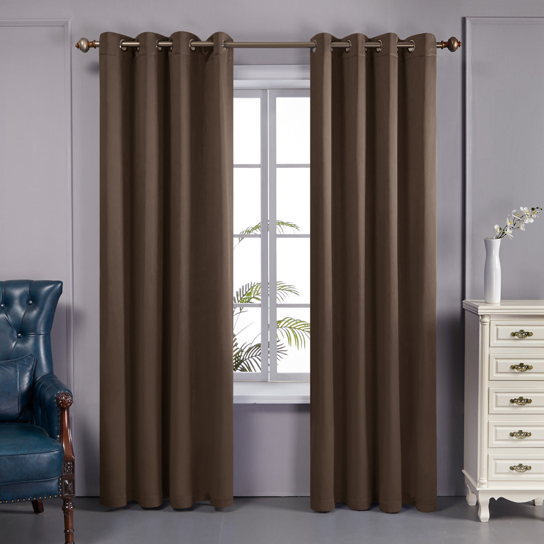 Bursaite 100 Percent Blackout Double Layers Lined Curtain Panel Pair (Set of 2) Eider & Ivory™ Curtain
