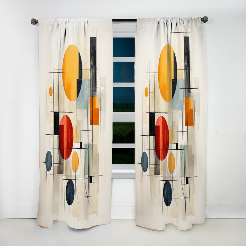 Jenifer Colorful Mid Century Geometry Patchwork I - Minimalism Curtain - Velvet Room Darkening - 1 Panel, 52" W x 95" L