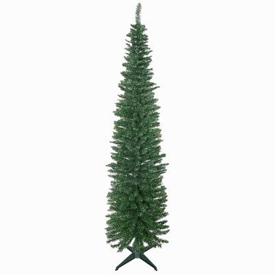 Arbre de Noël artificiel 7 pi, arbre de Noël mince avec 499 branches réalistes et support en plastique