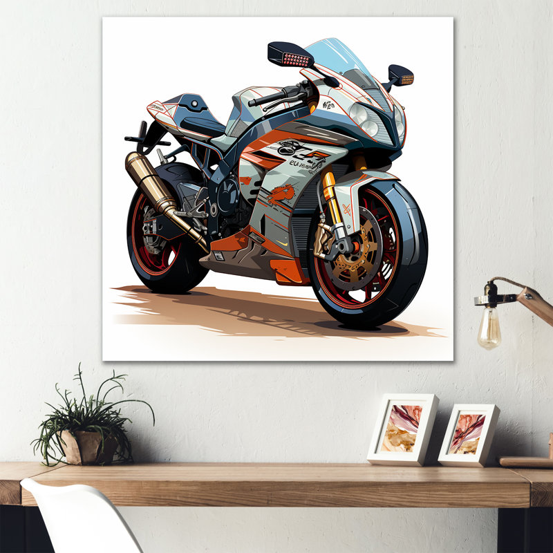 Orange et noir, vitesse épurée, moto I - art mural moto en métal, H 29 po x l 29 po