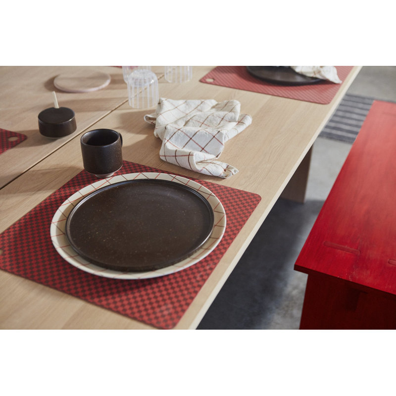 Placemat Checker, Dusty Blue/Choko