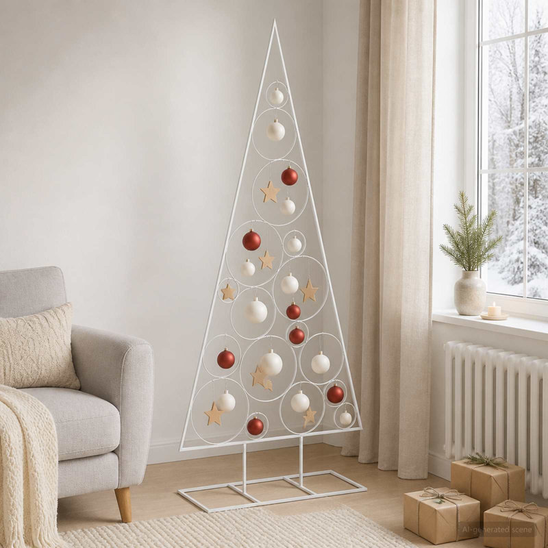Black Metal Christmas Tree - Stylish Holiday Decor Options, 180 cm, White